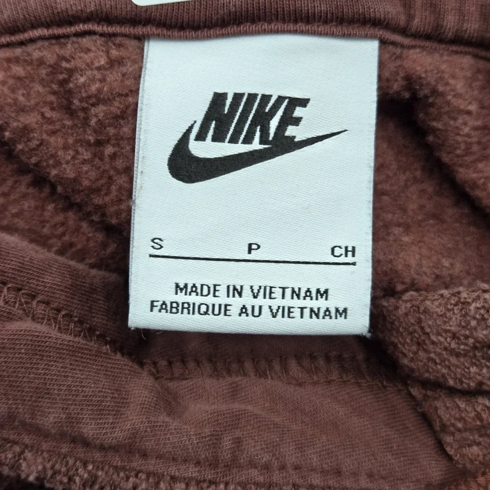 Nike Men Hoodie SMALL Brown Fleece Activewear Logo Center Swoosh Embroidered